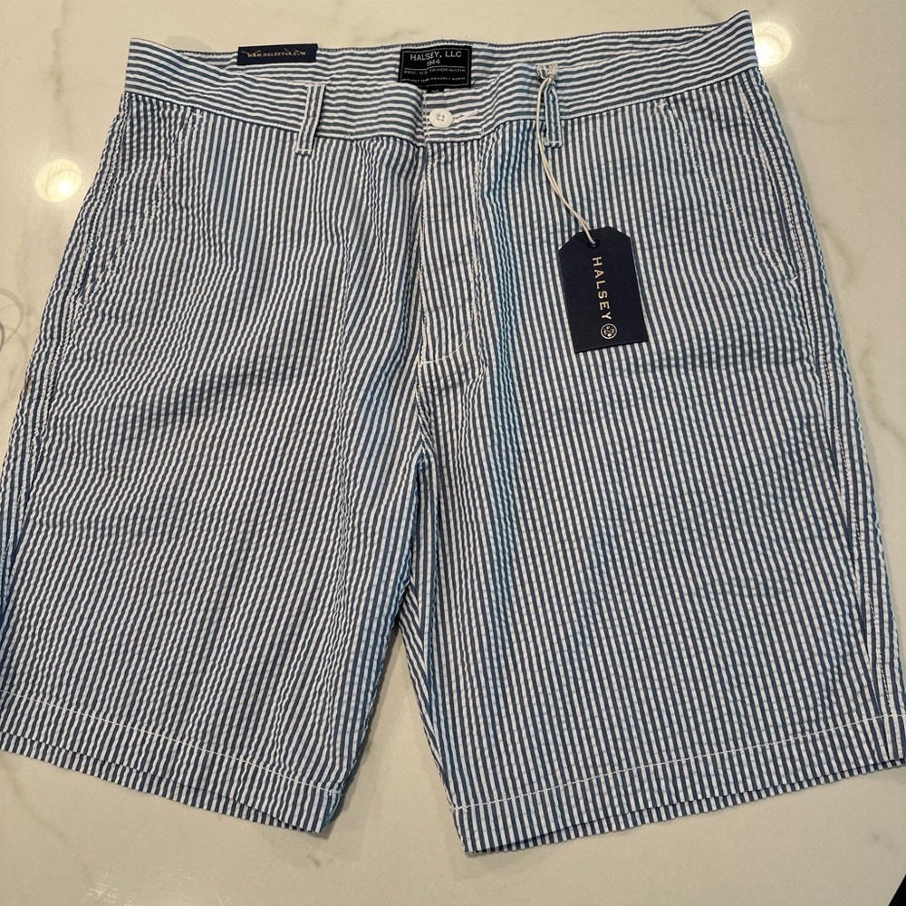 Halsey Men’s Blue & White Seersucker Shorts